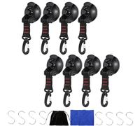 Upgraded Heavy Duty Suction Cup Hooks 4 Pack - Strong Vacuum Suction for Car Camping, RV & Boat - Holds 22lbs on Glass, Tile & Windows - Essential Camper Accessories with Securing Hook (2Sets)
