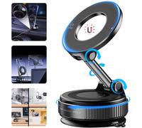 Upgraded Magnetic Phone Holder, 360° Rotatable Adjustable Foldable Vacuum Adsorption Low Noise Phone Holder For Iphone And Android For Car/Gym/Mirror/Smooth Surface (Black)