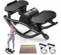 Upgraded Mini Rock Stepper pour Maison, Stepper Fitness Appartement Mouvement Latéral Silencieux Respectueux des Articulations pour Hanches, Jambes, Fessiers(Noir)