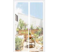 Upgraded Moustiquaire Porte Magnétique 90x250cm,32 Puissants Aimants，Moustiquaire Porte Fenetre，Fermeture Automatique，Maillage crypté Installation sans Outil，Blanc