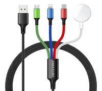 Upgraded Multi Charging Cable for Apple Watch Charger Magnetic Wireless iWatch Charger Nylon Braided USB C/Lightning/Micro Compatible avec iWatch Series 9-1/iPhone 15 14/Galaxy Android-4FT