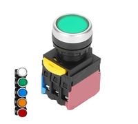Upgraded self-reset button circular switch with light la38s-10ds silver dot button switch 22mm red and green NWPNLXEA(Weiß,220v)