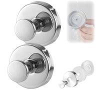 Upgraded Suction Cup Hooks, Shower Hooks for Inside Shower, Wreath Suction Cups for Front Door, Bathrooms, Strong Hold, No Drill, Reusable Hook (B-2PC)