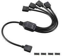 upHere gaming ARGB 3Pin Câble,Hub ARGB Adaptateur RGB,Répartiteur de Ventilateur 1 à 4 Splitter Cable Répartiteur Connecteur pour Bande LED,30 cm avec Broches Mâles（53ARGB）