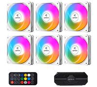 upHere NT1206-6 Lot de 6 ventilateurs de refroidissement à LED RVB 120 mm ultra silencieux pour boîtiers de PC, refroidissement d'ordinateur