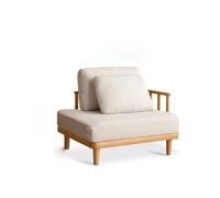 Upholstered Chaise Lounge Chair Indoor with Ottoman Boucle Modern and Simple Solid Wood Single Sofa,Small Couch for Bedroom(4)