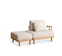 Upholstered Chaise Lounge Chair Indoor with Ottoman Boucle Modern and Simple Solid Wood Single Sofa,Small Couch for Bedroom(6)