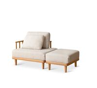 Upholstered Chaise Lounge Chair Indoor with Ottoman Boucle Modern and Simple Solid Wood Single Sofa,Small Couch for Bedroom(10)