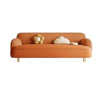 Upholstered Sofa Modern 3-Seater Rounded,Stain-Resistant Leather with Edges Family-Friendly for Family Living Room(D,180cm)