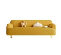 Upholstered Sofa Modern 3-Seater Rounded,Stain-Resistant Leather with Edges Family-Friendly for Family Living Room(E,80cm)