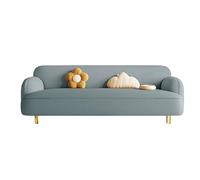 Upholstered Sofa Modern 3-Seater Rounded,Stain-Resistant Leather with Edges Family-Friendly for Family Living Room(C,180cm)