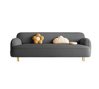 Upholstered Sofa Modern 3-Seater Rounded,Stain-Resistant Leather with Edges Family-Friendly for Family Living Room(B,125cm)