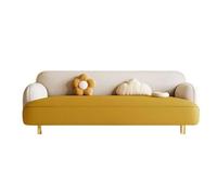 Upholstered Sofa Modern 3-Seater Rounded,Stain-Resistant Leather with Edges Family-Friendly for Family Living Room(A,180cm)