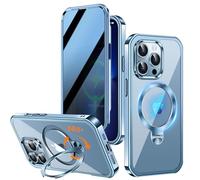 Upholyee [Support CD Rotatif à 360° et Coque magnétique intégrée pour iPhone 13 Pro Max [Compatible avec MagSafe et Signal intégral] Coque Anti-Espion intégrale Antichoc pour 13 Pro Max - Bleu Sierra