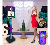 UPIKIT - ÉCran Tactile 15,6 Pouces - Photomaton Portable (Mini Pc I5-8 Go + 256 Go) + Anneau Lumineux Rvb (ContrôLe Par Application), Machine Photobooth Avec ÉTui De Vol, Black