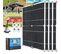 UPIKIT Kit De Panneau Solaire 200 W 400 W 600 W 800 W avec Contrôleur 30 A/60 A, Chargeur De Batterie 12 V, Adapté pour Camping-Car, Hangar à Bateaux, Ferme, Toit,4x200W-60Acontroller