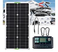 UPIKIT Panneau Solaire Monocristallin Portable 250 W 500 W avec Contrôleur 10 A/20 A/30 A, Double USB, Peut être Utilisé pour Le Chargement De Batterie 12 V/24 V,250W-30Acontroller