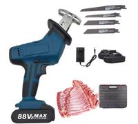 UPIKIT Scie à Os sans Fil,Scie à Os De Boucher Professionnelle électrique 21 V,Scie Sabre électrique à Vitesse Variable 0-3000 TR/Min,4 Lames,Meilleur Choix pour La Coupe des Os,2-Batteries