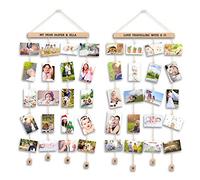 Uping Cadre Photo Mural Pêle Mêle Photos avec Porte Photos Pinces, Décoration Maison et Cadeau Mariage Anniversaire (lot de 2, avec autocollant d'alphabet et de nombre)
