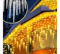 Uping Guirlande Lumineuse Extérieur Rideau Lumière 400 led avec 48 Stalactites Etoilées, Decoration Noël Mariage Jardin Maison Fenêtre Patio Blanche Chaude