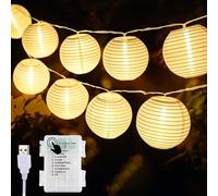 Uping Guirlande Lumineuse Exterieure Pile/USB Guirlande Lampions Led Interieur 30 Lanternes LED 5,8M(Blanche Chaude)