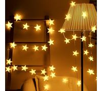 Uping Guirlande Lumineuses 30 Etoiles Led à Piles 4,65m Décoration Intérieur/Eextérieur pour Jardin Fête Soirée et Cérémonie(Blanche chaude)