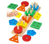 Uping Jouet Bebe 1 2 3 Ans Jeux Montessori Enfant 1 2 3 Ans Jeu Educatif en Bois Puzzle à Empiler et de Tri Cadeau Garçon Fille
