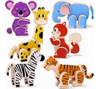 Uping Jouet Enfant Puzzle 6 Animaux Jeux Montessori Cadeau 3 4 5 Ans | Jeu de Construction Éducatif en Bois pour Garçon et Fille Dès 3 Ans. Activité Enfant pour Stimuler la Motricité Fine