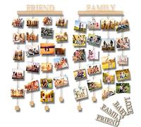 Uping Pele Mele Photo Mural Cadre Pele Mele Porte Photo Mural Cadre Multi en Bois avec 45 Pinces