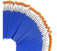 UPINS 60 Pcs 9mm Wide Flat Paint Brushes Set with Nylon Hair, Small Brush Bulk for Detail Painting Short Plastic Handle Acrylic Oil Watercolor Fine Art Painting for Kids Students Starter Adults Artis
