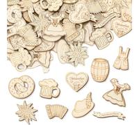 UPINS 80 pièces pour la décoration de table de fête de la bière, 10 designs de confettis en bois pour la fête de la Bavière, décoration de bière pour la fête de la bière, décoration de fête de la