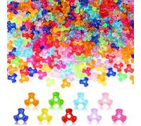 UPINS Lot de 1 200 perles colorées en plastique transparent et coloré en forme de trois pour travaux manuels, couronne, sucre d'orge, décorations d'arbre de Noël, kit de décoration