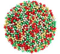 UPINS Lot de 1 200 perles de Noël rondes de 6 mm pour la fabrication de bijoux, décoration de fête de Noël, colliers, bracelets, boucles d'oreilles, perles pour cheveux, fournitures de loisirs