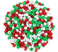 UPINS Lot de 1 200 petites perles de Noël en plastique pour cheveux, perles de l'amitié Rouge/vert/blanc (Noël)
