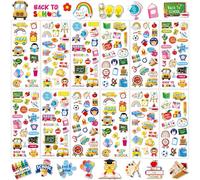 UPINS Lot de 12 feuilles d'autocollants 3D mignons gonflés pour la rentrée scolaire - Autocollants en mousse pour le premier jour d'école - Cadeaux de bienvenue pour les étudiants, récompenses de