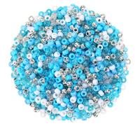 UPINS Lot de 1200 perles poney d'hiver bleues et blanches à paillettes pour cheveux, Hanouka, flocon de neige, perles en vrac pour loisirs créatifs, colliers d'amitié, boucles d'oreilles, bricolage