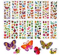 UPINS Lot de 14 feuilles différentes (200 + pièces) d'autocollants 3D en forme d'insectes pour enfants, loisirs créatifs, scrapbooking