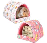 UPINS Lot de 2 lits pour cochon d'Inde, cachette lavable pour petits animaux - Accessoires de cage pour lapins nains, chinchillas, hamsters, hérissons, furets, dragons barbus et rats