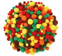 UPINS Lot de 600 pompons d'automne, orange, marron, rouge, tailles mixtes, pour loisirs créatifs, loisirs créatifs, décorations de fête d'automne (5 couleurs)