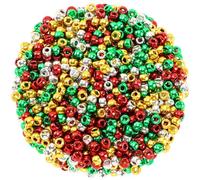 UPINS Perles de poney de Noël, 1200 pièces Perles en plastique rouge vert argent or pour la fabrication de bijoux, bracelets de l'amitié, bricolage