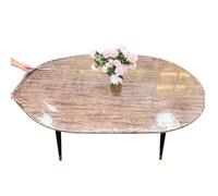 Upiulote Couche d'ovale ajustée avec Protecteur de Table à Transport épanoui élastique et étanche à l'huile, Nappe en Plastique Facile Nettoyer pour Table Ovale de 48x68 Pouces