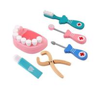 Upiulote Kit de Jouet de Dentiste en Bois en Bois simule Outils Dents Ensemble Jouet éducatif pour Le Jeu rôles Docteur 6pcsdoctor kit