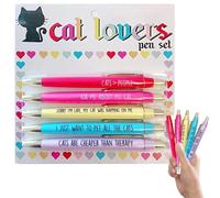 Upiulote Stylos pour chats pour les amoureux des chats, 5pcs stylos drôles avec une phrase drôle, des gens en plastique, un point de balle en douceur pour les adultes pour les enfants de bureau