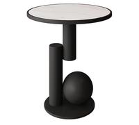 UPJAKS Bout de canapé Table Basse créative en Ardoise de 21.7 Pouces de Hauteur, Cadre latéral en métal, Table de Chevet Ronde Minimaliste Moderne for Salon et Chambre à Coucher Canapé(Svart)