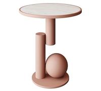 UPJAKS Bout de canapé Table Basse créative en Ardoise de 21.7 Pouces de Hauteur, Cadre latéral en métal, Table de Chevet Ronde Minimaliste Moderne for Salon et Chambre à Coucher Canapé(Roze)
