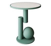 UPJAKS Bout de canapé Table Basse créative en Ardoise de 21.7 Pouces de Hauteur, Cadre latéral en métal, Table de Chevet Ronde Minimaliste Moderne for Salon et Chambre à Coucher Canapé(Groen)