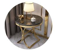UPJAKS Bout de canapé Table d'appoint Ronde avec Plateau en marbre, Petite Table de Chevet Moderne for Salon ou Chambre, avec Accents dorés, idéale for Prendre Un café ou Un goûter. Canapé(Svart)