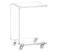 UPJAKS Bout de canapé Table de Chevet Nordic Acrylic C à roulettes, Transparente, Petite Table Basse Mobile d'angle for Salon, Chariot de Chevet. Canapé