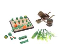 UPKOCH 1 Ensemble d'outils agricoles Miniatures, Mini Figurines de Champs de légumes, Chariot de Jardin, modèle de Balle de Foin, Maison de poupée, Accessoires de Mise en Page de scène de
