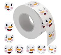 UPKOCH 1 Rouleau D'autocollants De Bonhomme De Neige Joyeux De Noël Autocollants De Visage De Bonhomme De Neige Autocollants De Visage En Cercle Rond Pour Fournitures De Décoration De